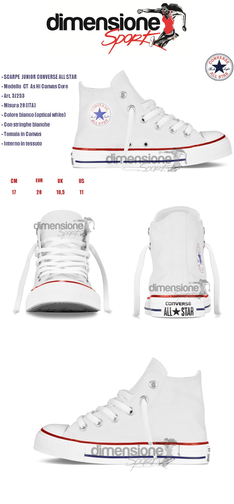 converse bianche tela junior