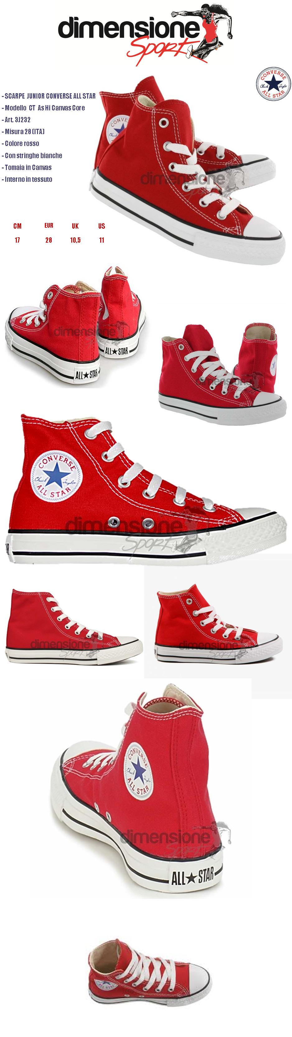 converse rosse bambino 3 anni